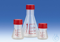 Erlenmeyer-Kolben, PMP, Weithals, GL 45, mit Schraubkappe, PP, 75 ml